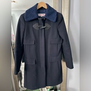 See By Chloe Navy Pea Coat with Blue Collar - Size FR 36
